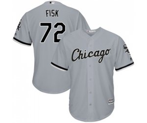 Chicago White Sox #72 Carlton Fisk Replica Grey Road Cool Base Baseball Jersey