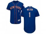 New York Mets #1 Mookie Wilson Royal Gray Flexbase Authentic Collection MLB Jersey
