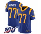 Los Angeles Rams #77 Andrew Whitworth Royal Blue Alternate Vapor Untouchable Limited Player 100th Season Football Jersey
