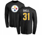 Pittsburgh Steelers #31 Donnie Shell Black Name & Number Logo Long Sleeve T-Shirt