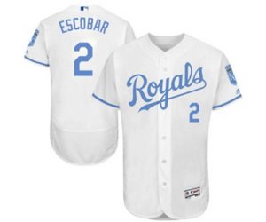 Kansas City Royals #2 Alcides Escobar Authentic White 2016 Father Day Fashion Flex Base MLB Jersey