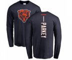 Chicago Bears #1 Cody Parkey Navy Blue Backer Long Sleeve T-Shirt