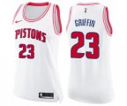 Women's Detroit Pistons #23 Blake Griffin Swingman White Pink Fashion Basketball Jersey