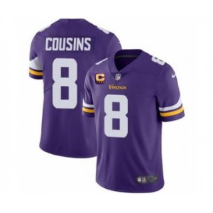 Minnesota Vikings 2022 #8 Kirk Cousins Purple With 4-Star C Patch Vapor Untouchable Limited Stitched NFL Jersey