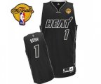 Miami Heat #1 Chris Bosh Authentic Black Shadow Finals Patch Basketball Jersey
