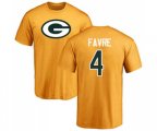 Green Bay Packers #4 Brett Favre Gold Name & Number Logo T-Shirt