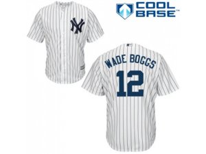 New York Yankees #12 Wade Boggs Replica White Home MLB Jersey