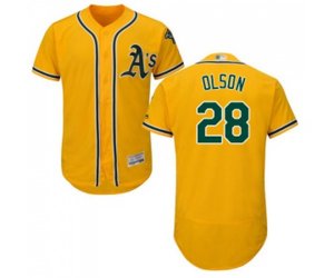 Oakland Athletics #28 Matt Olson Gold Alternate Flex Base Authentic Collection Baseball Jersey