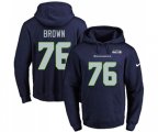Seattle Seahawks #76 Duane Brown Navy Blue Name & Number Pullover Hoodie