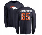 Denver Broncos #65 Gary Zimmerman Navy Blue Name & Number Logo Long Sleeve T-Shirt