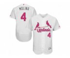 St. Louis Cardinals #4 Yadier Molina White Home 2016 Mother Day Flex Base Jersey