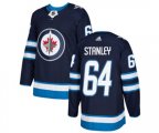 Winnipeg Jets #64 Logan Stanley Authentic Navy Blue Home NHL Jersey