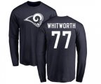 Los Angeles Rams #77 Andrew Whitworth Navy Blue Name & Number Logo Long Sleeve T-Shirt