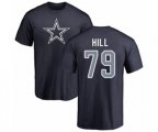 Dallas Cowboys #79 Trysten Hill Navy Blue Name & Number Logo T-Shirt