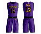 Los Angeles Lakers #12 Vlade Divac Authentic Purple Basketball Suit Jersey - City Edition