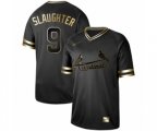 St. Louis Cardinals #9 Enos Slaughter Authentic Black Gold Fashion Baseball Jersey