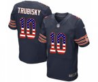Chicago Bears #10 Mitchell Trubisky Elite Navy Blue Home USA Flag Fashion Football Jersey