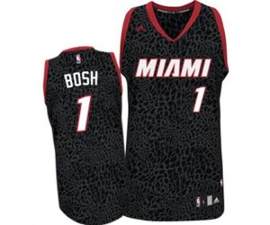 Miami Heat #1 Chris Bosh Swingman Black Crazy Light Basketball Jersey