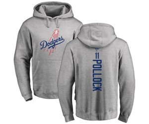 Los Angeles Dodgers #11 A. J. Pollock Ash Backer Pullover Hoodie