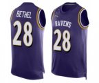 Baltimore Ravens #28 Justin Bethe Limited Purple Player Name & Number Tank Top Football Jersey