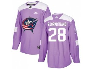 Columbus Blue Jackets #28 Oliver Bjorkstrand Purple Authentic Fights Cancer Stitched NHL Jersey