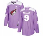 Arizona Coyotes #9 Clayton Keller Authentic Purple Fights Cancer Practice Hockey Jersey