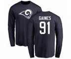 Los Angeles Rams #91 Greg Gaines Navy Blue Name & Number Logo Long Sleeve T-Shirt