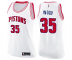 Women's Detroit Pistons #35 Christian Wood Swingman White Pink Fashion Basketball Jersey