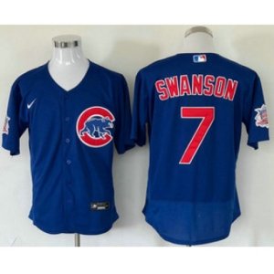 Chicago Cubs #7 Dansby Swanson Blue Stitched MLB Flex Base Nike Jersey