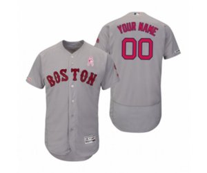 Boston Red Sox Custom Gray 2019 Mother\'s Day Flex Base Road Jersey