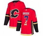 Calgary Flames #7 TJ Brodie Authentic Red USA Flag Fashion Hockey Jersey