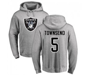 Oakland Raiders #5 Johnny Townsend Ash Name & Number Logo Pullover Hoodie