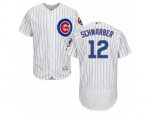Chicago Cubs #12 Kyle Schwarber White Flexbase Authentic Collection MLB Jersey