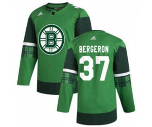 Boston Bruins #37 Patrice Bergeron 2020 St. Patrick\'s Day Stitched Hockey Jersey Green