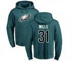 Philadelphia Eagles #31 Jalen Mills Green Name & Number Logo Pullover Hoodie