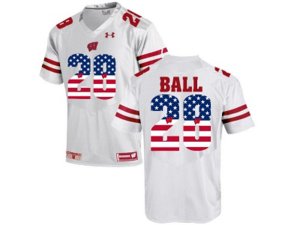 2016 US Flag Fashion-2016 Men\'s UA Wisconsin Badgers Montee Ball #28 College Football Jersey - White
