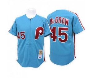 Philadelphia Phillies #45 Tug McGraw Replica Blue Throwback Baseball Jersey