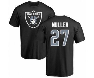 Oakland Raiders #27 Trayvon Mullen Black Name & Number Logo T-Shirt