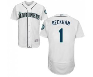 Seattle Mariners #1 Tim Beckham White Home Flex Base Authentic Collection Baseball Jersey