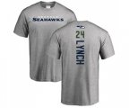 Seattle Seahawks #24 Marshawn Lynch Ash Backer T-Shirt