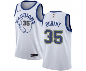 Golden State Warriors #35 Kevin Durant Authentic White Hardwood Classics Basketball Jerseys