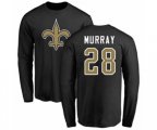 New Orleans Saints #28 Latavius Murray Black Name & Number Logo Long Sleeve T-Shirt