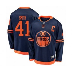 Edmonton Oilers #41 Mike Smith Authentic Navy Blue Alternate Fanatics Branded Breakaway Hockey Jersey