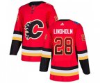 Calgary Flames #28 Elias Lindholm Authentic Red Drift Fashion Hockey Jersey