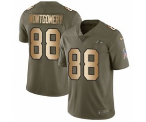 Baltimore Ravens #88 Ty Montgomery Limited Olive Gold Salute to Service NFL Jersey