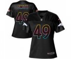Women Denver Broncos #49 Dennis Smith Game Black Fashion Football Jersey