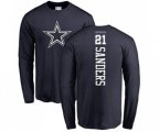 Dallas Cowboys #21 Deion Sanders Navy Blue Backer Long Sleeve T-Shirt