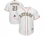 Houston Astros #21 Andy Pettitte Replica White 2018 Gold Program Cool Base MLB Jersey