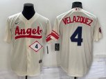 Los Angeles Angels #4 Andrew Velazquez Number Cream 2022 City Connect Cool Base Stitched Jersey