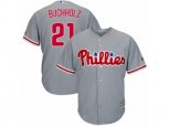Philadelphia Phillies #21 Clay Buchholz Replica Grey Road Cool Base MLB Jersey